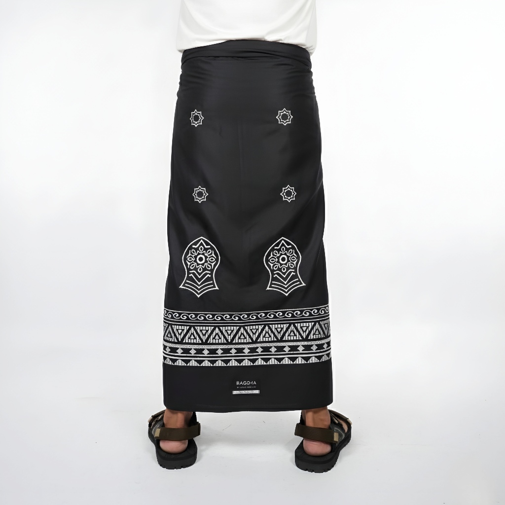 Sarung Bordir Premium Motif Terompah Nabi Sarung Pintu Aceh Dewasa Sarung Hitam Premium - BAGDJA