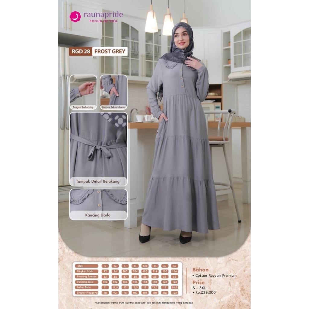 Baju Gamis Rauna Polos/Gamis Simple/Gamis Santai/Bahan Rayon Premium - RGD 28 | Produk Original By N