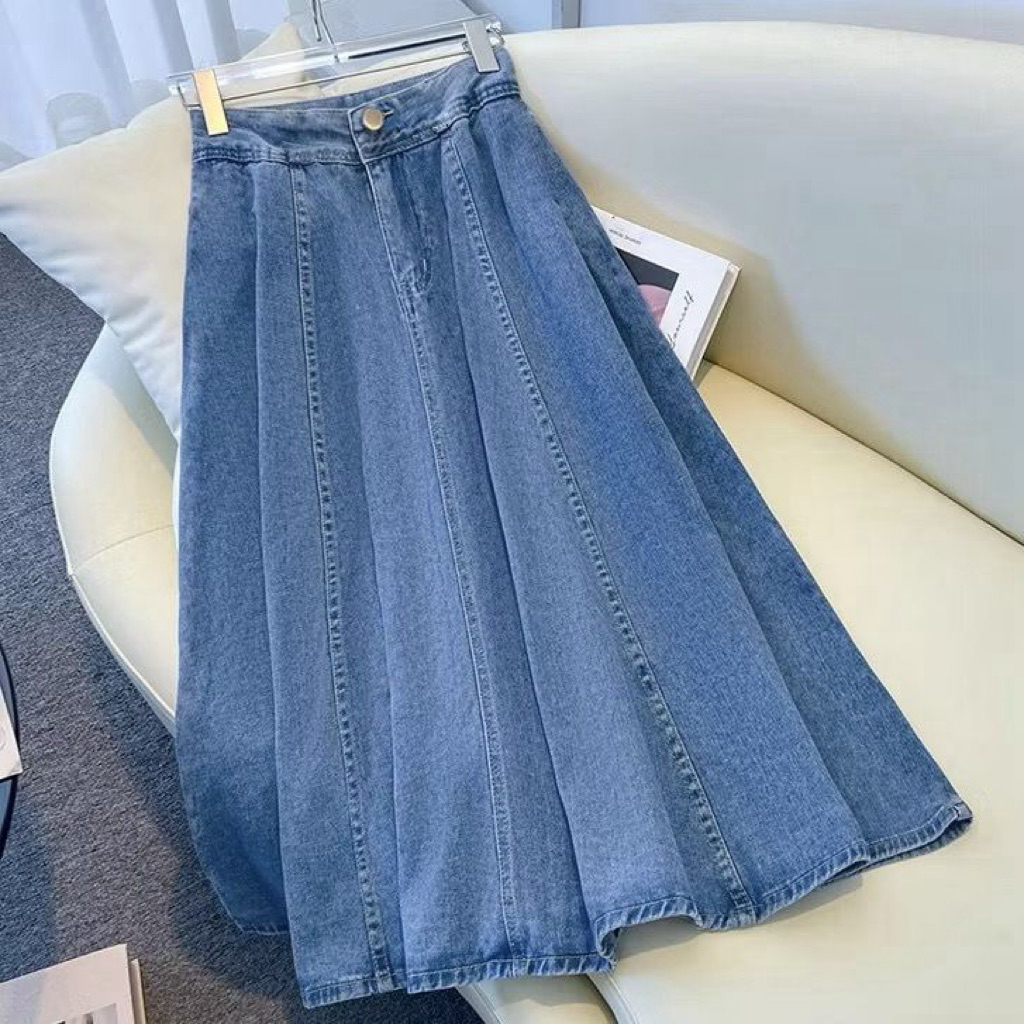 Rok jeans payung panjang wanita korean style