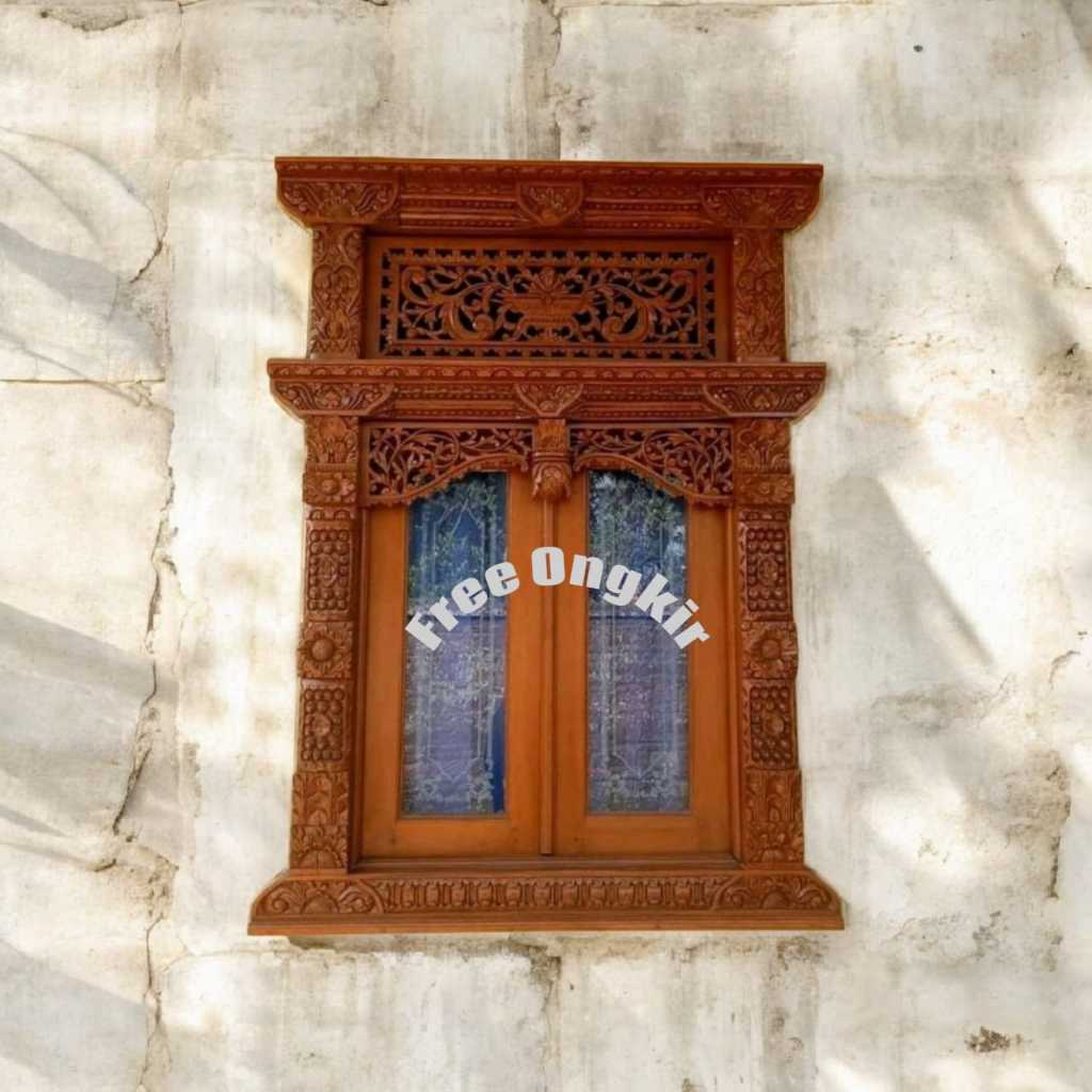 FREE ONGKIR SUDAH FINISHING Jendela ukir kayu jati asli furniture jati jepara jendela ukir blandar d