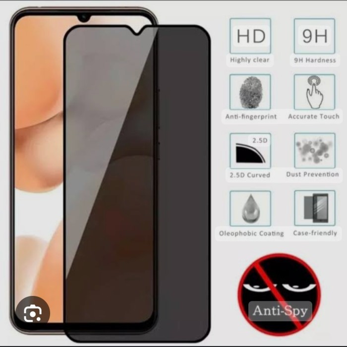 [TG SPY] Tempered Glass Spy Full Hitam Anti Intip Samsung M02 M02S M04 M05 M10 M10S M20 M20S M30 M30