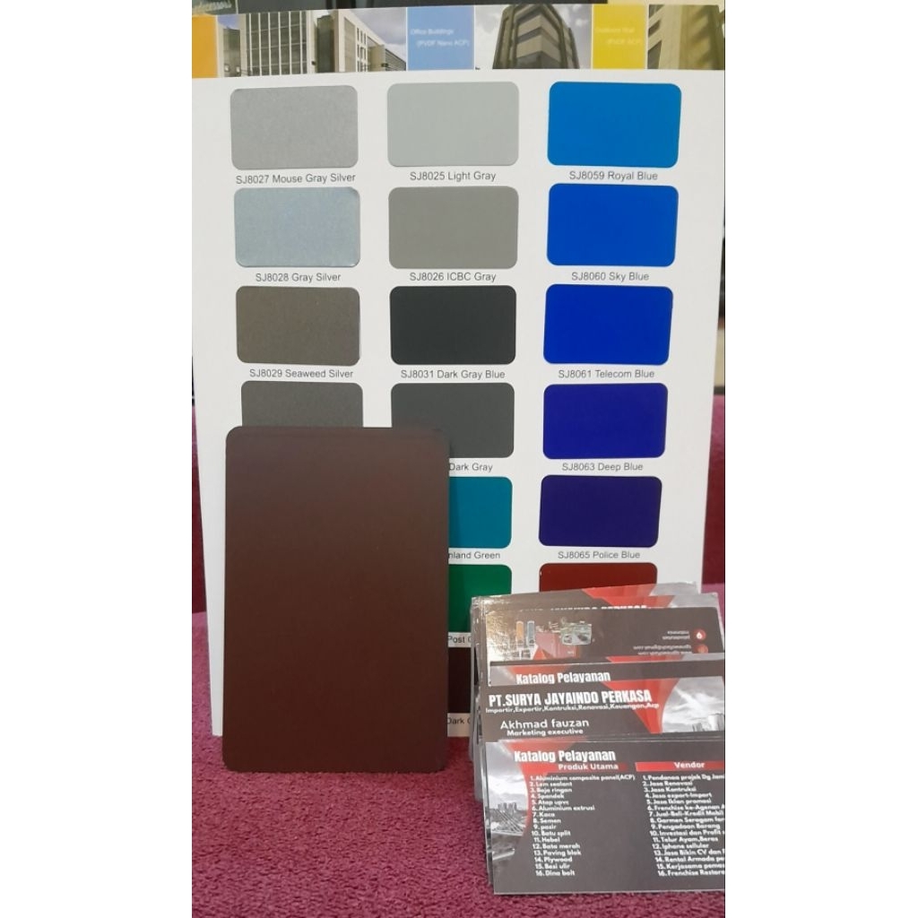 acp cokelat /brown glossy 3mm,skin 0,06mm harga 10 lembar