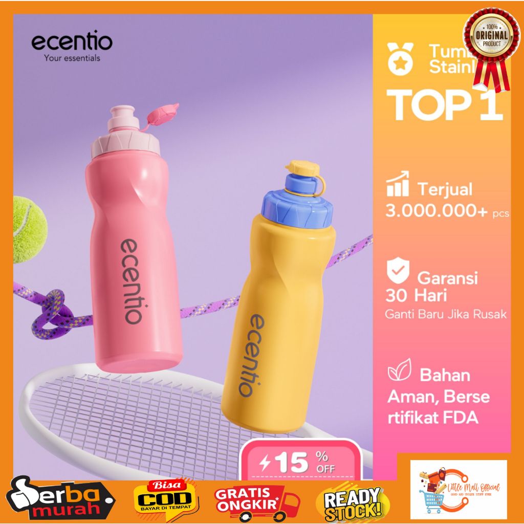 Little Mall ECENTIO BOTOL MINUM OLAHRAGA PORTABLE 750ML SQUEEZE PLASTIK ECENTIO OUTDOOR BOTOL SPORT