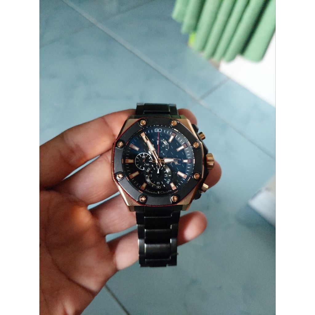 jam tangan Alexandre Christie 9601 rosegold second
