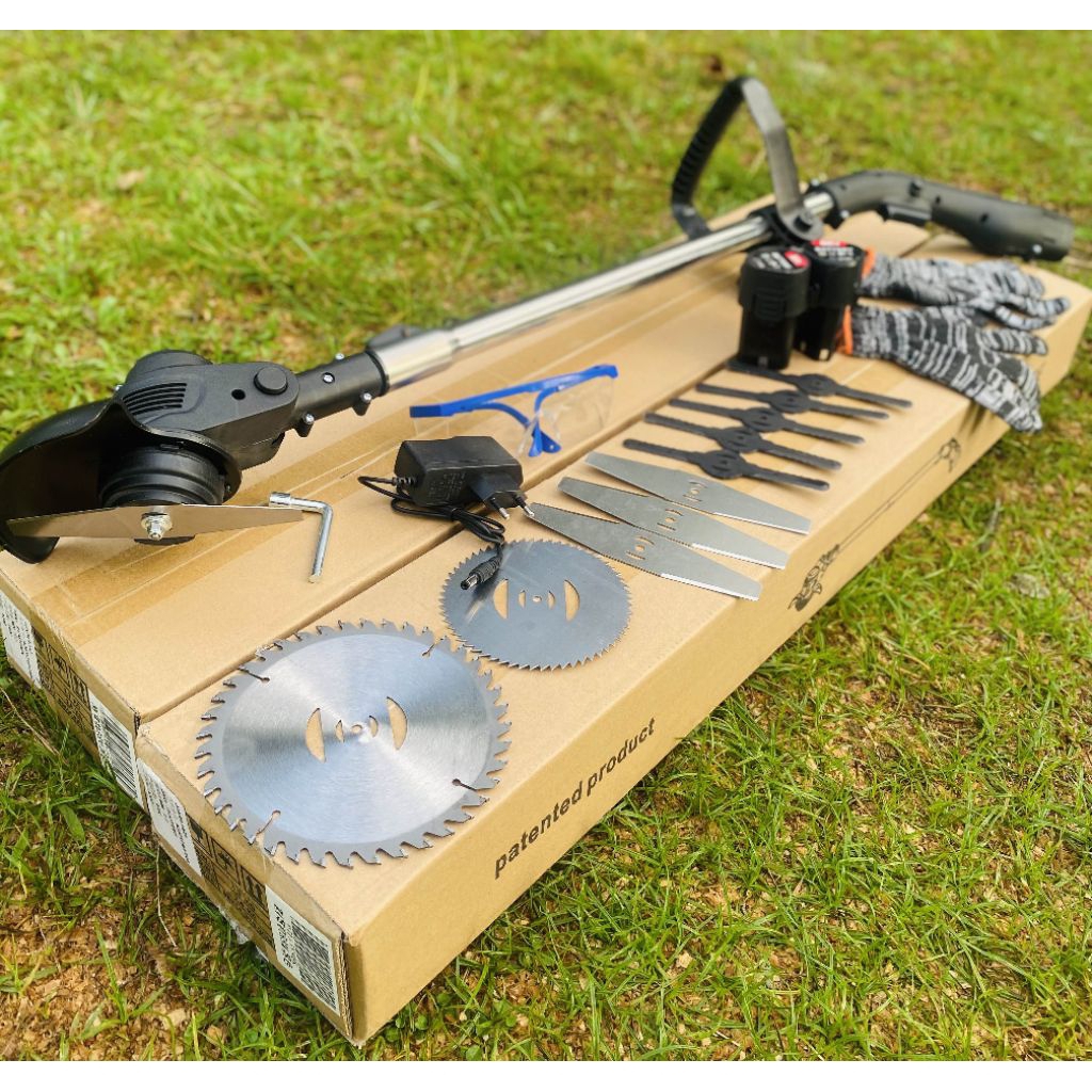 Mesin Pemotong Rumput Listrik Tanpa Kabel + 2 Baterai + Aksesoris Lengkap | COD