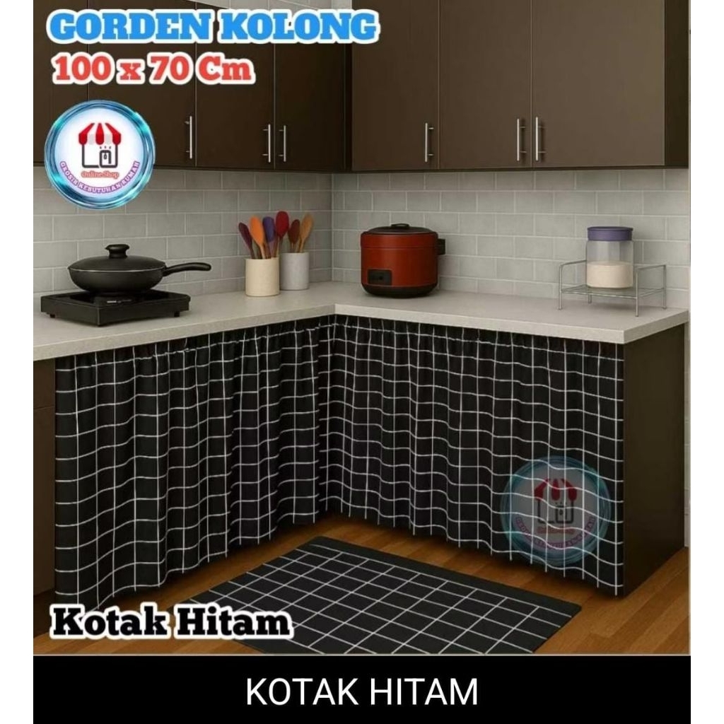 Cod Tirai Kolong Dapur Gorden Kain Penutup Bawah Dapur 70x100cm Gorden Bawah Kolong Dapur