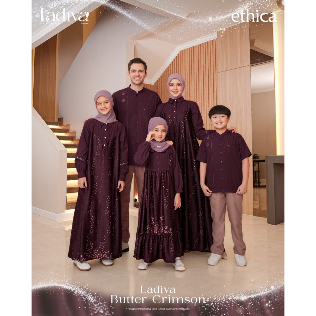 SARIMBIT 2026 LADIVA BUTTER CRIMSON / GAMIS ETHICA / GAMIS ANAK ETHICA / COUPLE IBU ANAK / SARIMBIT 