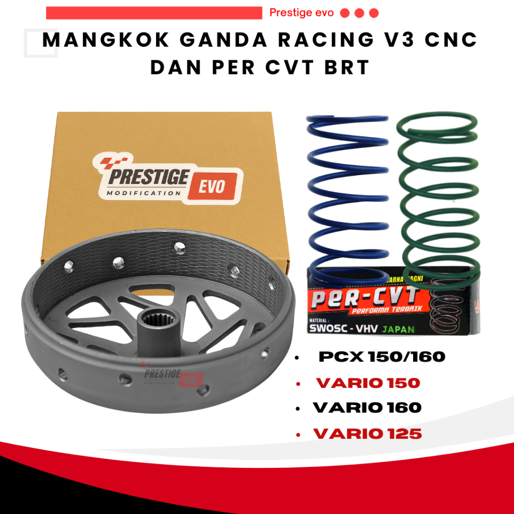 Paket Upgrade CVT  Mangkok Ganda Kartel Racing + per CVT BRT – Anti Gredek & Slip, Tarikan Enteng Be
