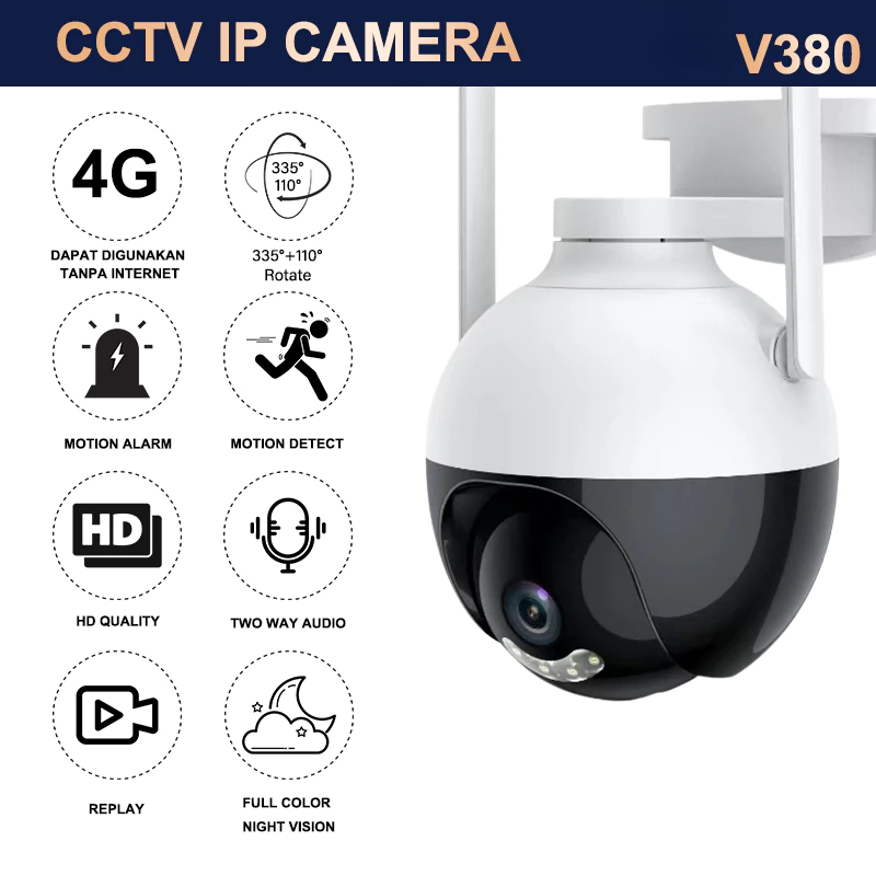 CCTV  4MP UHD IP Kamera CCTV Outdoor Watherproof 360° Derajat CCTV WiFi Jarak Jauh Lewat HP