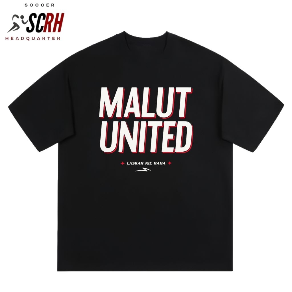 KAOS BAJU MALUT UNITED CASUAL CUTTON ON BLACK MATTE/KAOS MALUT UNITED KIE RAHA/JERSEY MALUT UNITED