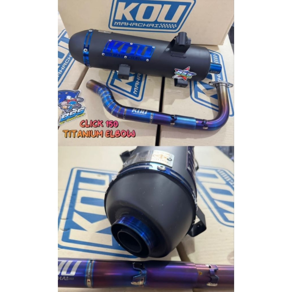 Knalpot merek Kou untuk Honda Vario 150 (elbow Titanium)