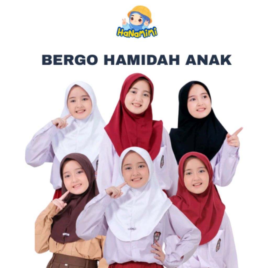 Jilbab Anak Perempuan Hijab Bergo Hamidah Anak TK SD Jersey