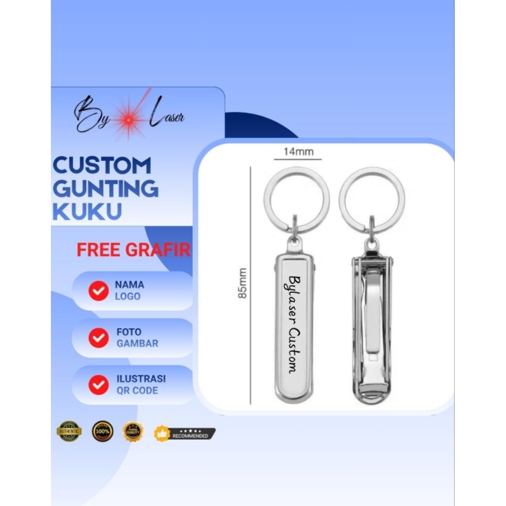 Bylaser Gunting Kuku Gantungan Custom Nama
