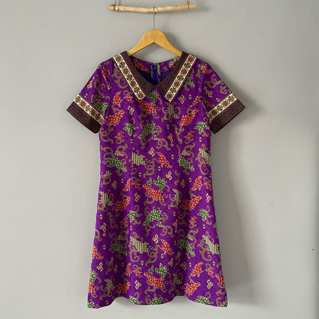 Dress Wanita Batik Ungu
