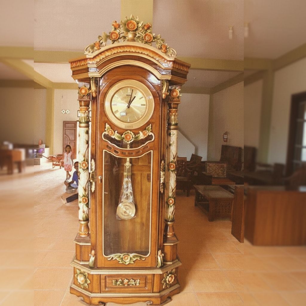 Lemari Jam Kayu Jati Jepara