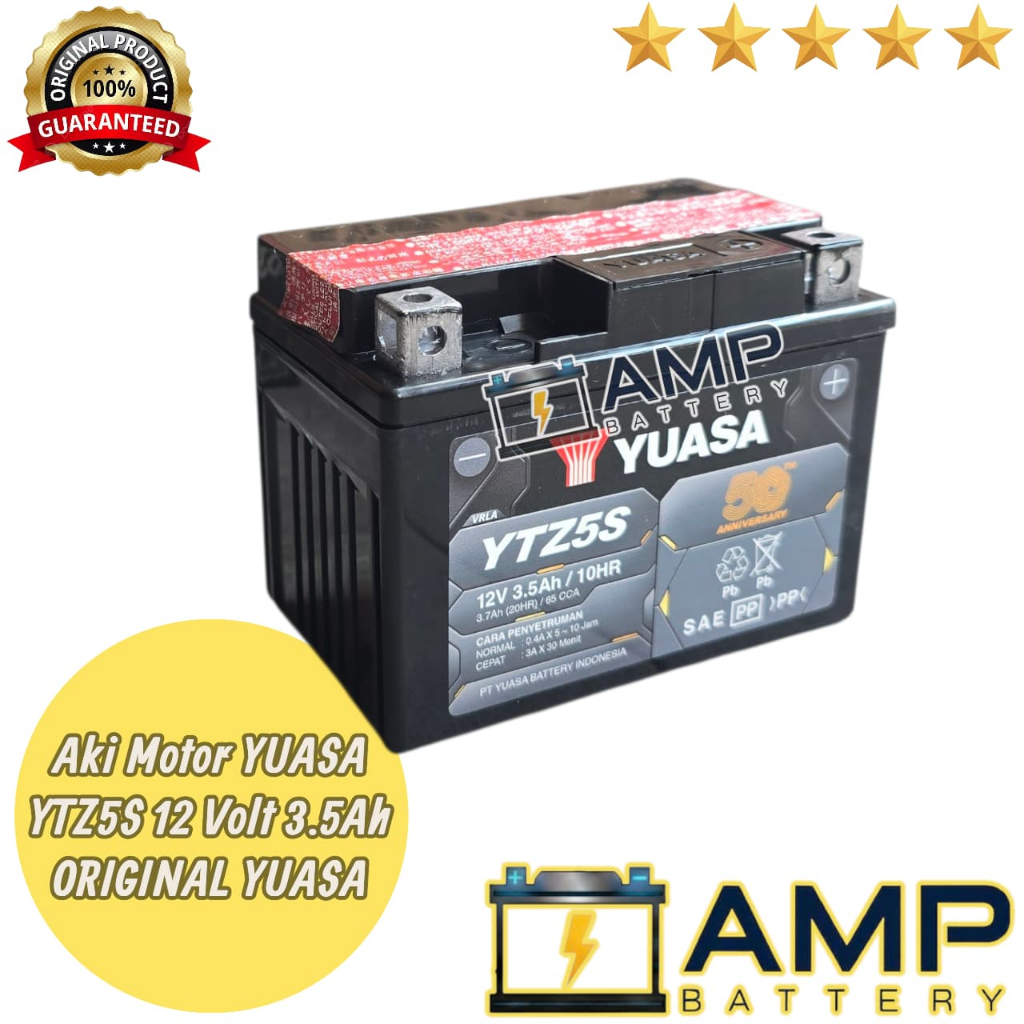 AKI MOTOR VARIO 110, BEAT, SCOOPY, GENIO, SPACY YUASA YTZ5S MF Aki kering ORIGINAL YUASA