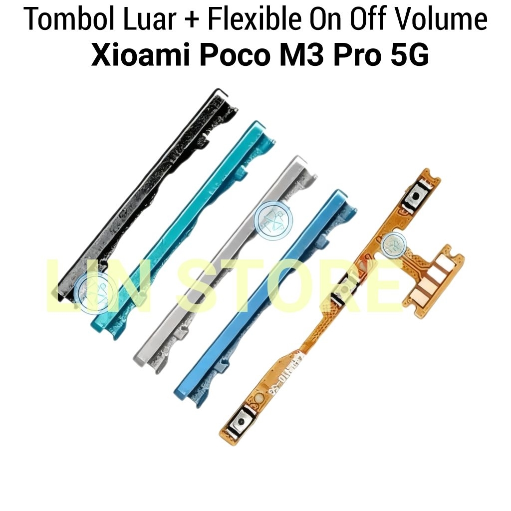 Tombol Luar + Flexible on off volume Xioami Poco M3 Pro 5G / Poco M3Pro 5G Fullset Tombol Volume For