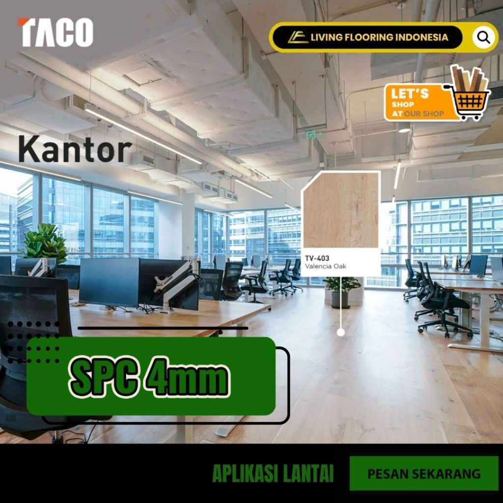 Lantai SPC Taco 4mm | Lantai Vinyl Motif Kayu