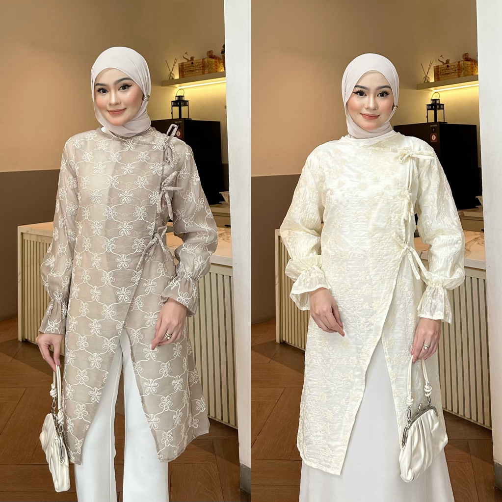 Dezhaf - Ruby Tunik Tencel Bordir / Tunik Papper Silk / Tunik Lebaran