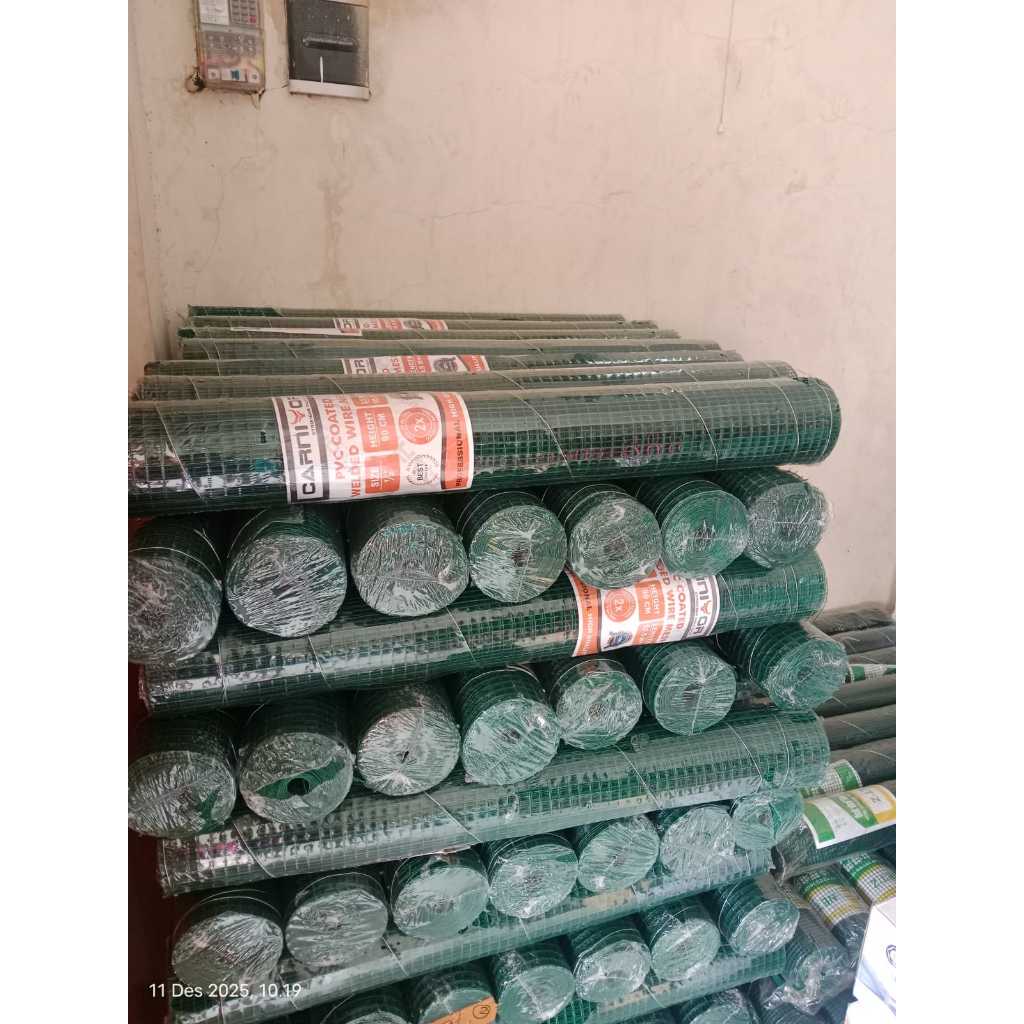 Kawat Ram Loket PVC Hijau Ayakan Kandang 1/2 Inch 1 Roll 10,5 meter