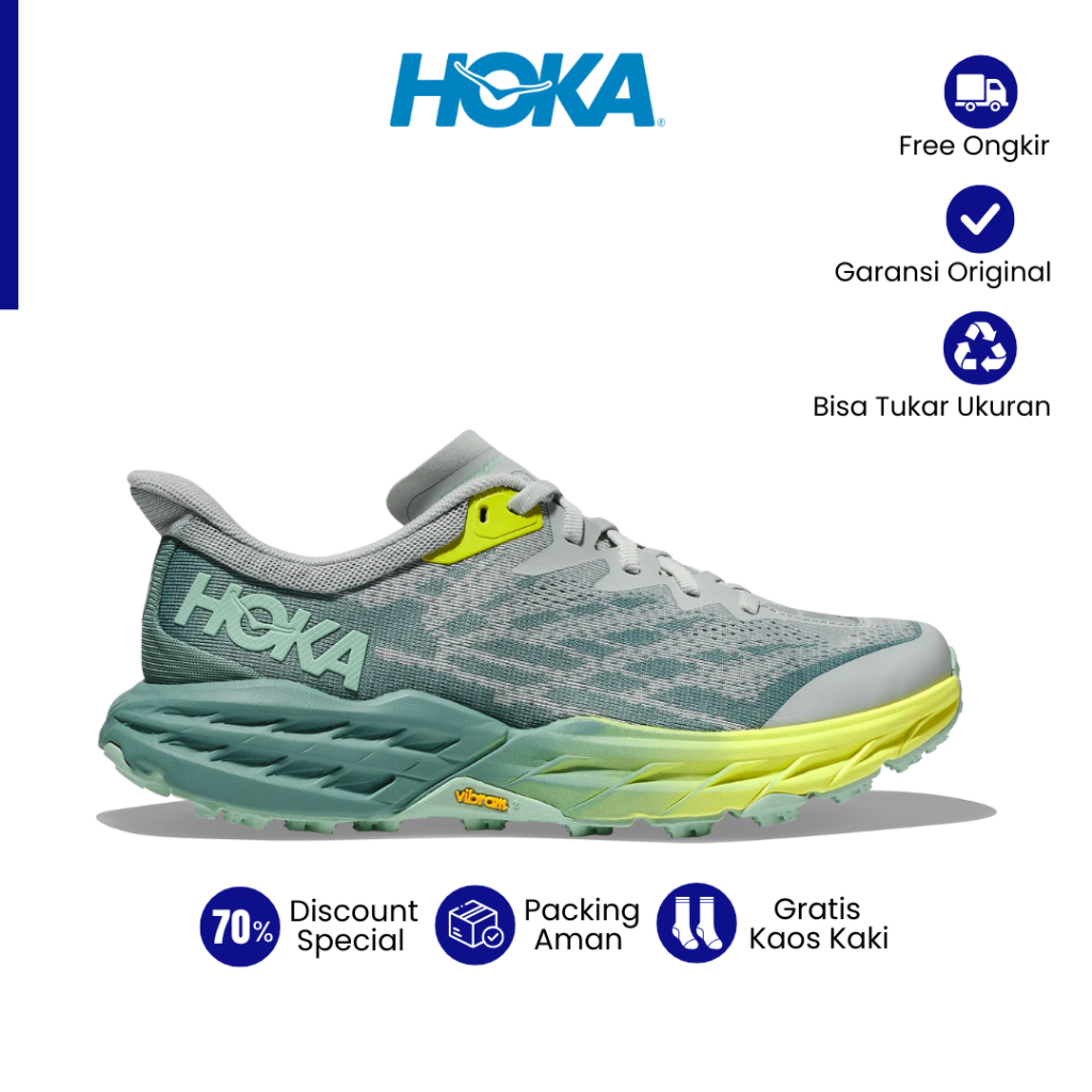 Sepatu Trail Hiking Hoka Speedgoat 5 - Mercury/Trellis Original