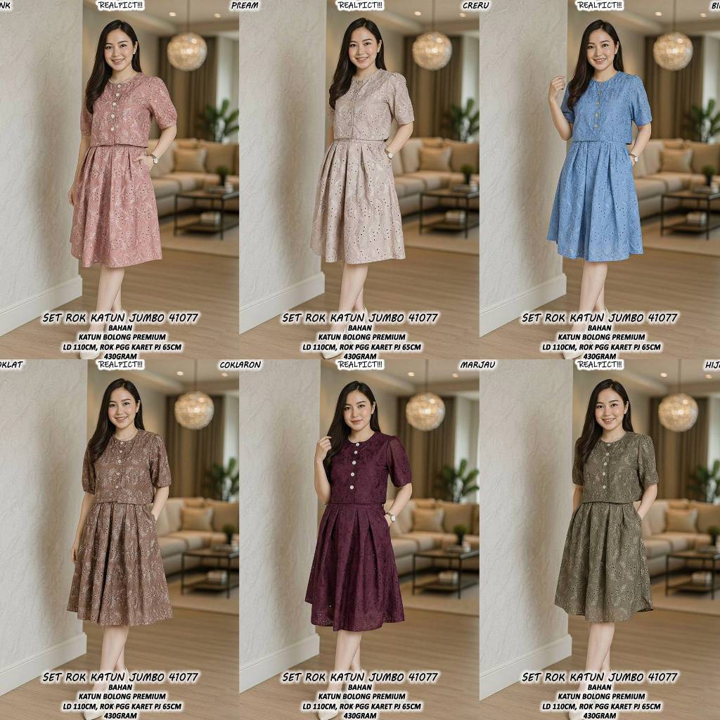 Setelan 41077 Set Rok Katun Bolong Premium - KCB