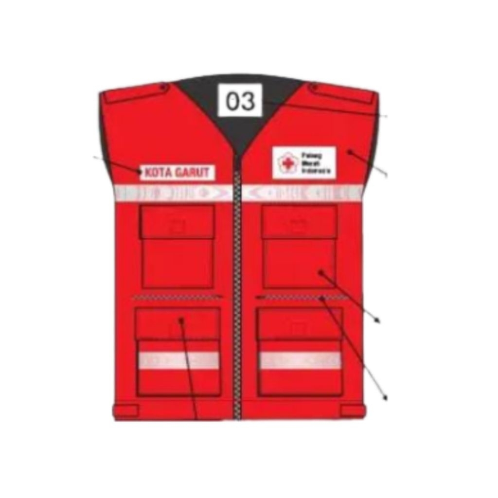Rompi Relawan PMI KSR TSR | Rompi Lapangan Palang Merah Indonesia