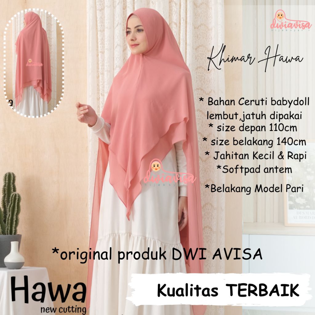 DWIAVISA khimar Hawa New Hijab Jumbo Ceruti Babydoll 2 Layer  Model Pari