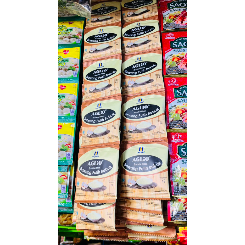 Aglio Bawang Putih Bubuk rencengan 12 sachet @ 8 gr