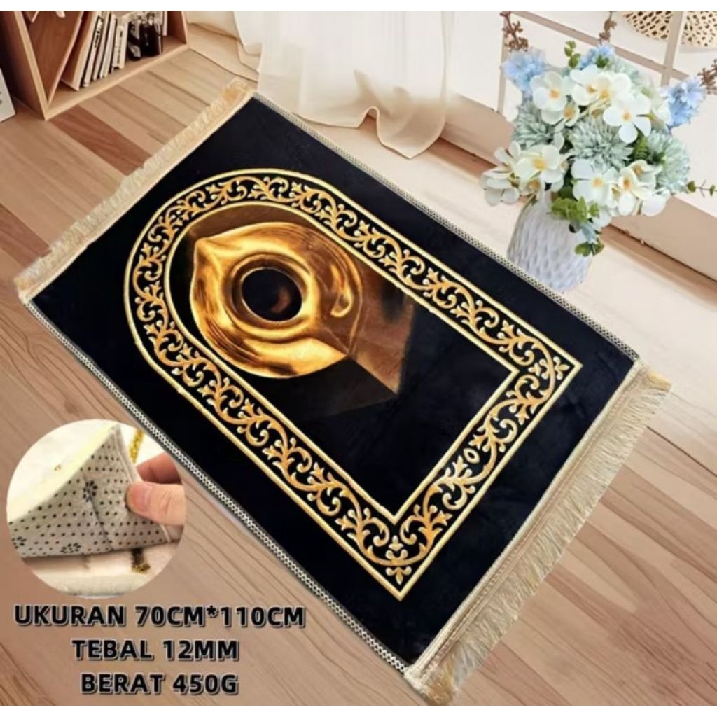 Sajadah Turki Sajadah Kiswah Premium Rumbai Bludru Halus Jumbo Tebal Empuk Antislip