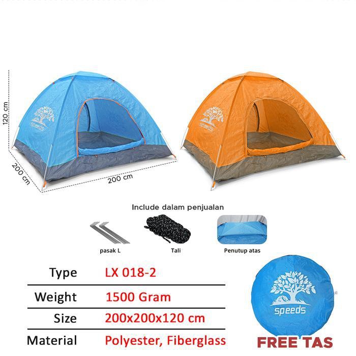 Alltrek - Tenda Camping 4 Orang Tenda Lipat Bahan Parasut Anti Hujan Outdoor 018-2