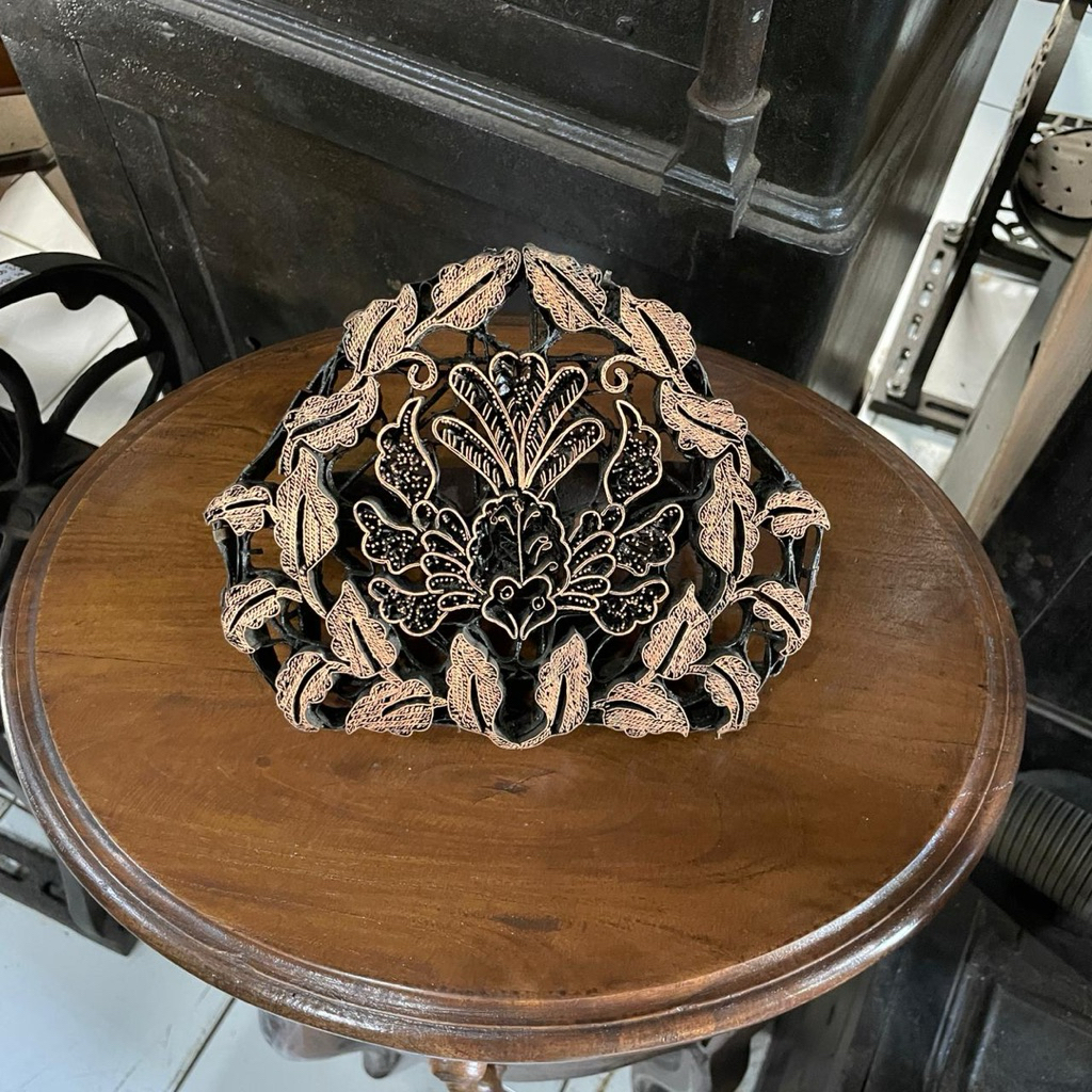 Cap Batik Tembaga Motif Bunga Teratai Lawas Jadul Tua