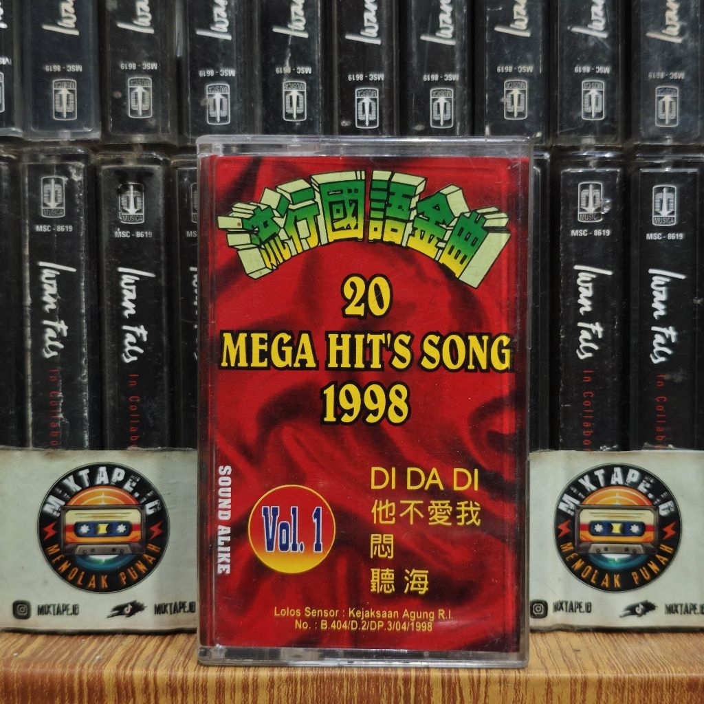 Kaset - 20 Mega Hit's Song 1998 Vol 1 - Mandarin - Kaset Pita - Radio Tape - Radio - Pemutar Kaset -