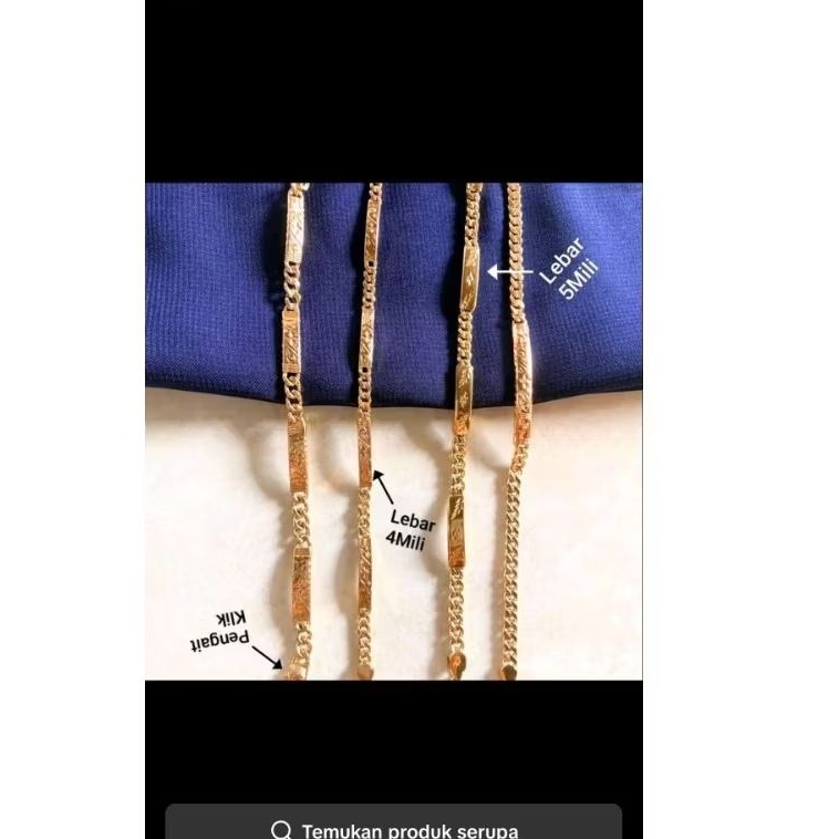 Gelang rantai plat dewasa asli swasa tidak luntur