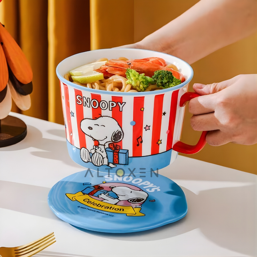 Bowl Makan Snoopy Keramik | Mangkok Ramen | Cute Cartoon Bowl Lucu Estetik Mangkok Aestetic Noodle B