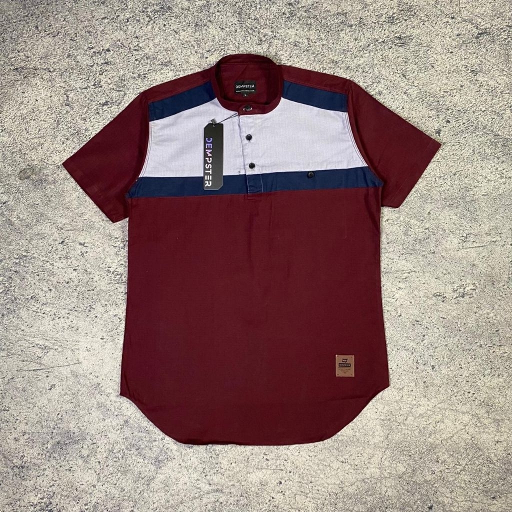 Baju Koko kurta pria Muslim lengan pendek kerah Shanghai