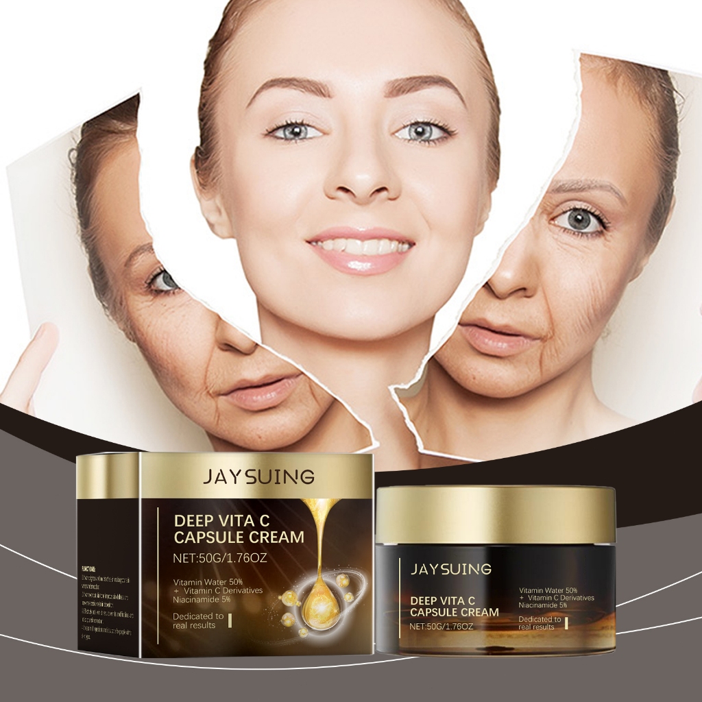 Jaysuing Vitamin C Pelembab Wajah 50g Deep Moist Mencerahkan Kulit Wajah Pelembab Wajah Kering Dan K