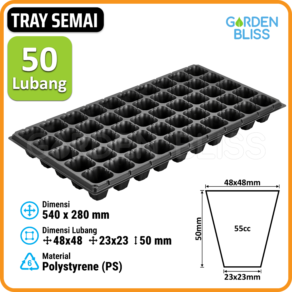 Tray Semai 50 Lubang / 50  Holes Seedling Tray - Polystyrene (PS)