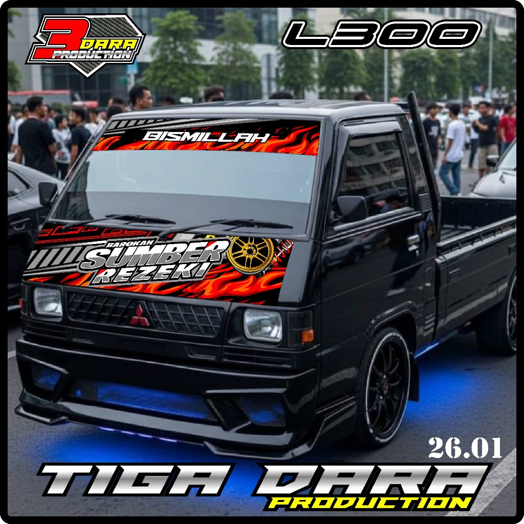 SATU SET STIKER KABIN DEPAN L300 + STIKER KACA DEPAN BEBAS CUSTOM TD.01