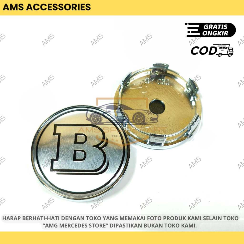 DOP VELG RODA EMBLEM BRABUS 60MM HUBCAPS BRABUS 6CM SILVER