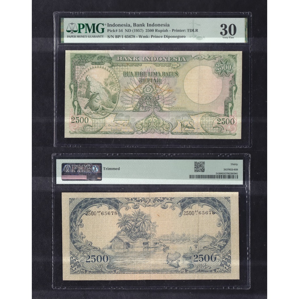 Uang kuno PMG 30 - 2500 rupiah tahun 1957 seri Hewan