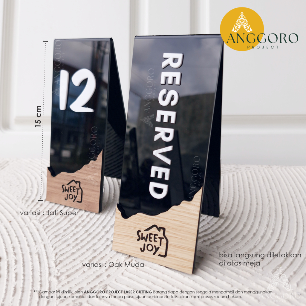 Nomor Meja Kayu / Penanda Reserved / Papan Meja Reserved Nomor Meja Resto Tempat Makan Cafe