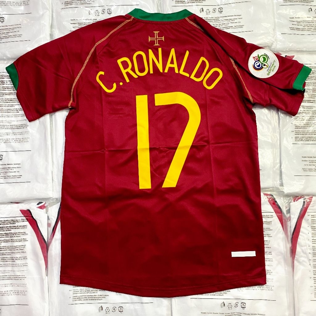 JERSEY RETRO VINTAGE PORTUGAL 2006 HOME LENGAN PENDEK SPORT