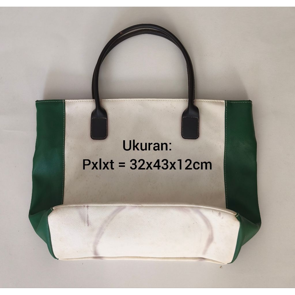 Tas tote wanita warna putih hijau
