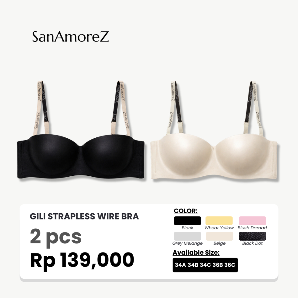 Bra Kemben Strapless Busa Tipis untuk Wanita Ukuran 34A-36C