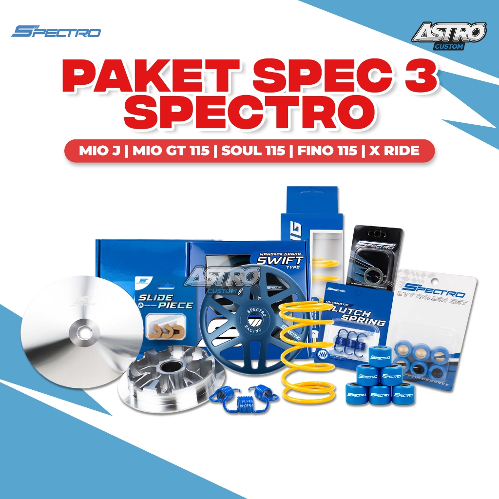 Spectro Paket Spec 3 Swift Mio J X Ride Fino Soul GT 115 Mangkok Ganda Roler Per Upgrade CVT Racing