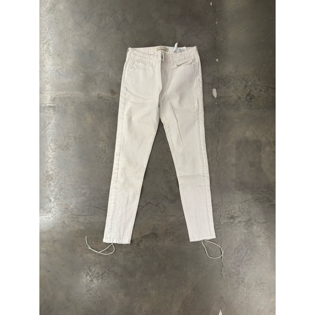 ZARA White Skinny Jeans with Lace Up Details S/36