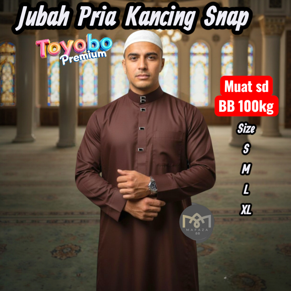 Jubah Gamis TOYOBO PREMIUM ADEM Pria Dewasa Kancing Snap Impot Model Motif Haromain Size JUMBO Lenga