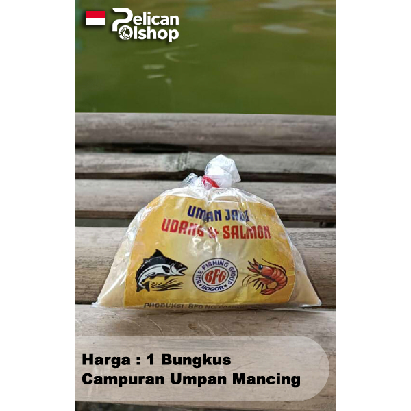Umpan Jadi Udang Plus Salmon BFG Bule Fishing Group Bogor 1 Bungkus 75 Gram Umpan Mancing Gacor Ikan