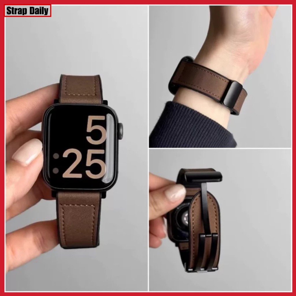 Silicone Leather Strap for Apple Watch SE Ultra 3 2 49mm Iwatch Series 11 10 9 8 7 6 5 46mm 42 45 44